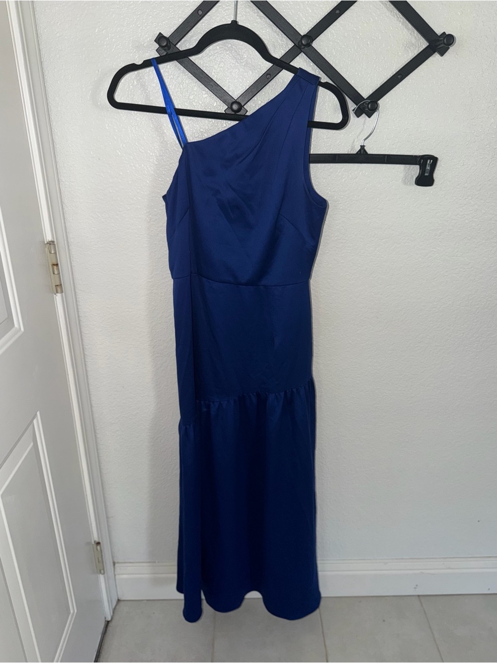 IAdrianna Papell One Shoulder Royal Blue Midi Dress Women’s Size 4 Cocktail - Picture 2 of 4
